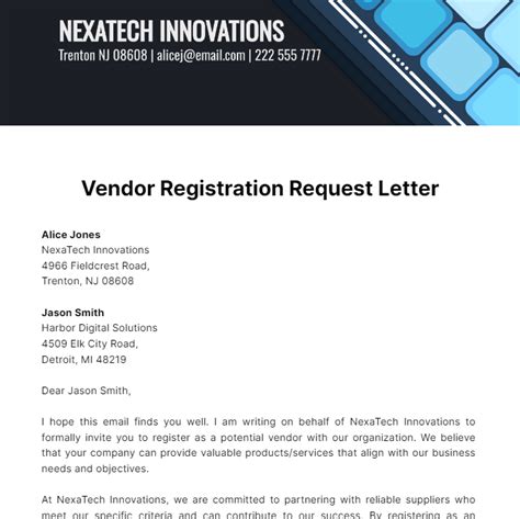 REQUEST FOR REGISTRATION .